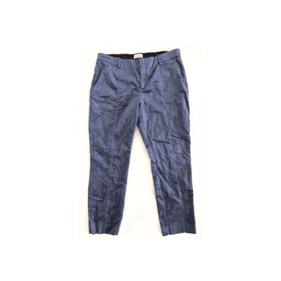 Anthropologie The Essential Slim Velvet Blue Cropped Pants SZ 4 - Picture 3 of 11